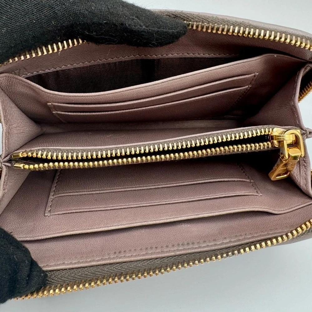 Miu Miu Taupe Quilted Leather Wallet | Professional Refurbished